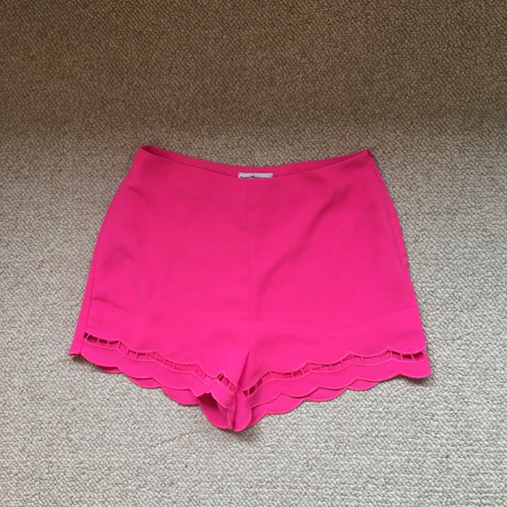 Hot Pink Scalloped High Waisted Shorts